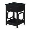 Omega 15.75 in. Black Standard Height Square Wood Top End Table with Drawer and Shelf by Convenience Concepts