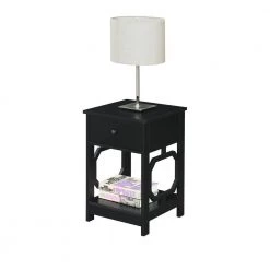 Omega 15.75 in. Black Standard Height Square Wood Top End Table with Drawer and Shelf by Convenience Concepts -Cheap Convenience Concepts Store black convenience concepts end side tables s25 128 e1 1000