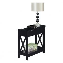 Oxford 11.25 in. Black Standard Height Rectangular Wood Top End Table with Flip Top and Charging Station by Convenience Concepts -Cheap Convenience Concepts Store black convenience concepts end side tables s25 131 e1 1000