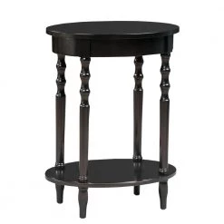 Classic Accents Brandi 19.75 in. Black Standard Oval Wood End Table with Shelf by Convenience Concepts