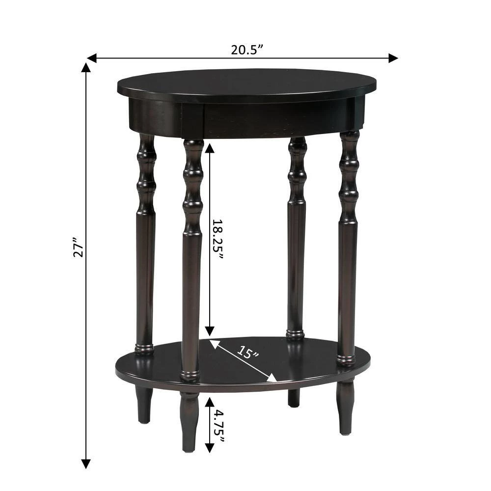 Classic Accents Brandi 19.75 in. Black Standard Oval Wood End Table with Shelf by Convenience Concepts 5 Classic Accents Brandi 19.75 in. Black Standard Oval Wood End Table with Shelf by Convenience Concepts - Image 3