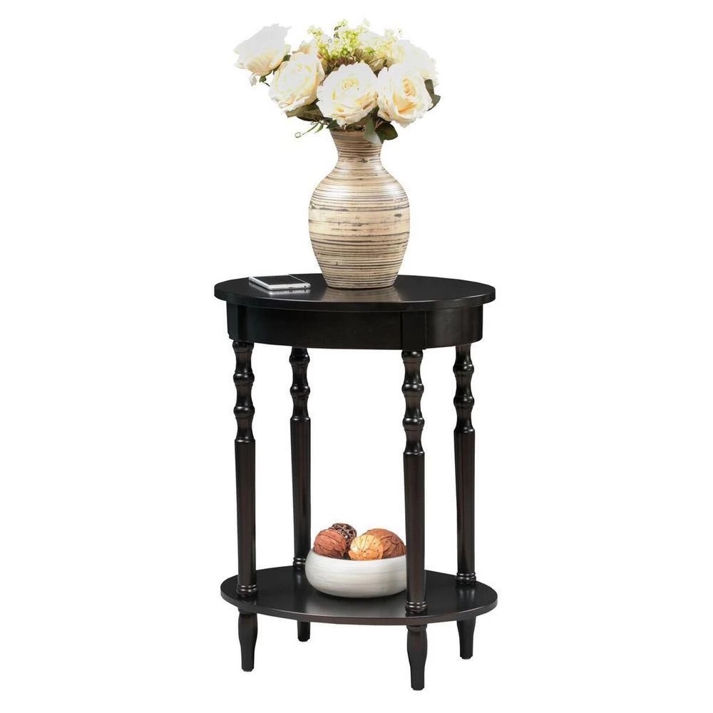 Classic Accents Brandi 19.75 in. Black Standard Oval Wood End Table with Shelf by Convenience Concepts 4 Classic Accents Brandi 19.75 in. Black Standard Oval Wood End Table with Shelf by Convenience Concepts - Image 2