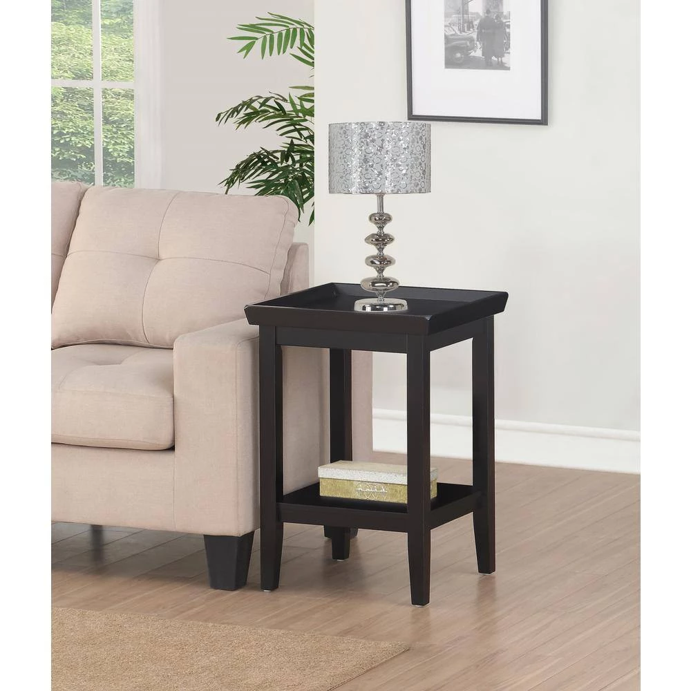 Ledgewood 18 in. Black 26 in. Square Wood End Table with Shelf by Convenience Concepts 9 Ledgewood 18 in. Black 26 in. Square Wood End Table with Shelf by Convenience Concepts - Image 7
