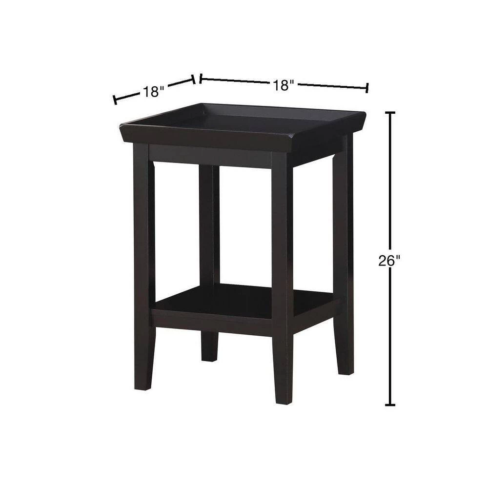 Ledgewood 18 in. Black 26 in. Square Wood End Table with Shelf by Convenience Concepts 5 Ledgewood 18 in. Black 26 in. Square Wood End Table with Shelf by Convenience Concepts - Image 3