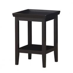 Ledgewood 18 in. Black 26 in. Square Wood End Table with Shelf by Convenience Concepts