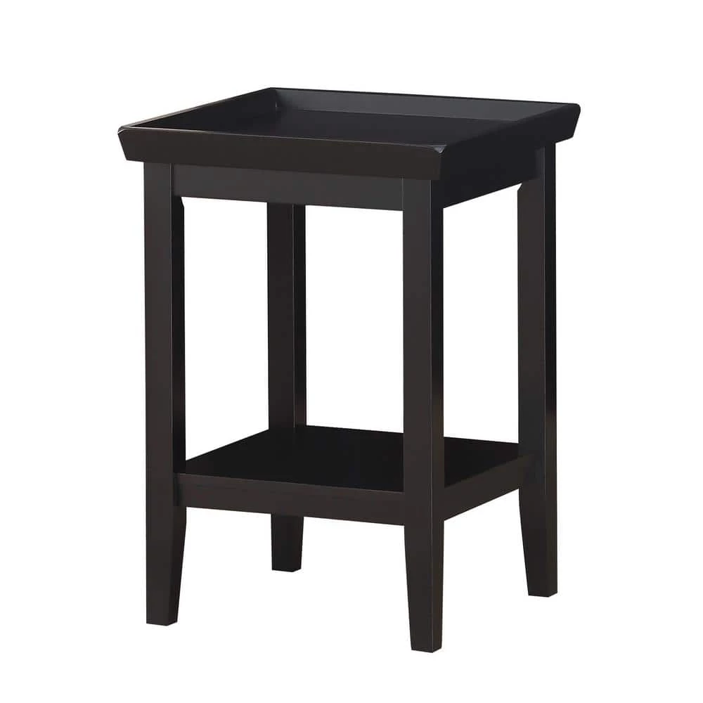 Ledgewood 18 in. Black 26 in. Square Wood End Table with Shelf by Convenience Concepts 3 Ledgewood 18 in. Black 26 in. Square Wood End Table with Shelf by Convenience Concepts
