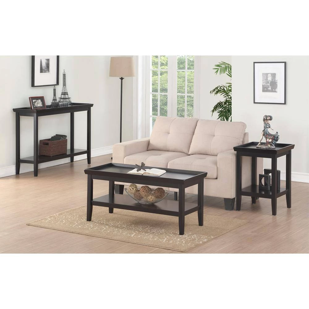 Ledgewood 18 in. Black 26 in. Square Wood End Table with Shelf by Convenience Concepts 8 Ledgewood 18 in. Black 26 in. Square Wood End Table with Shelf by Convenience Concepts - Image 6