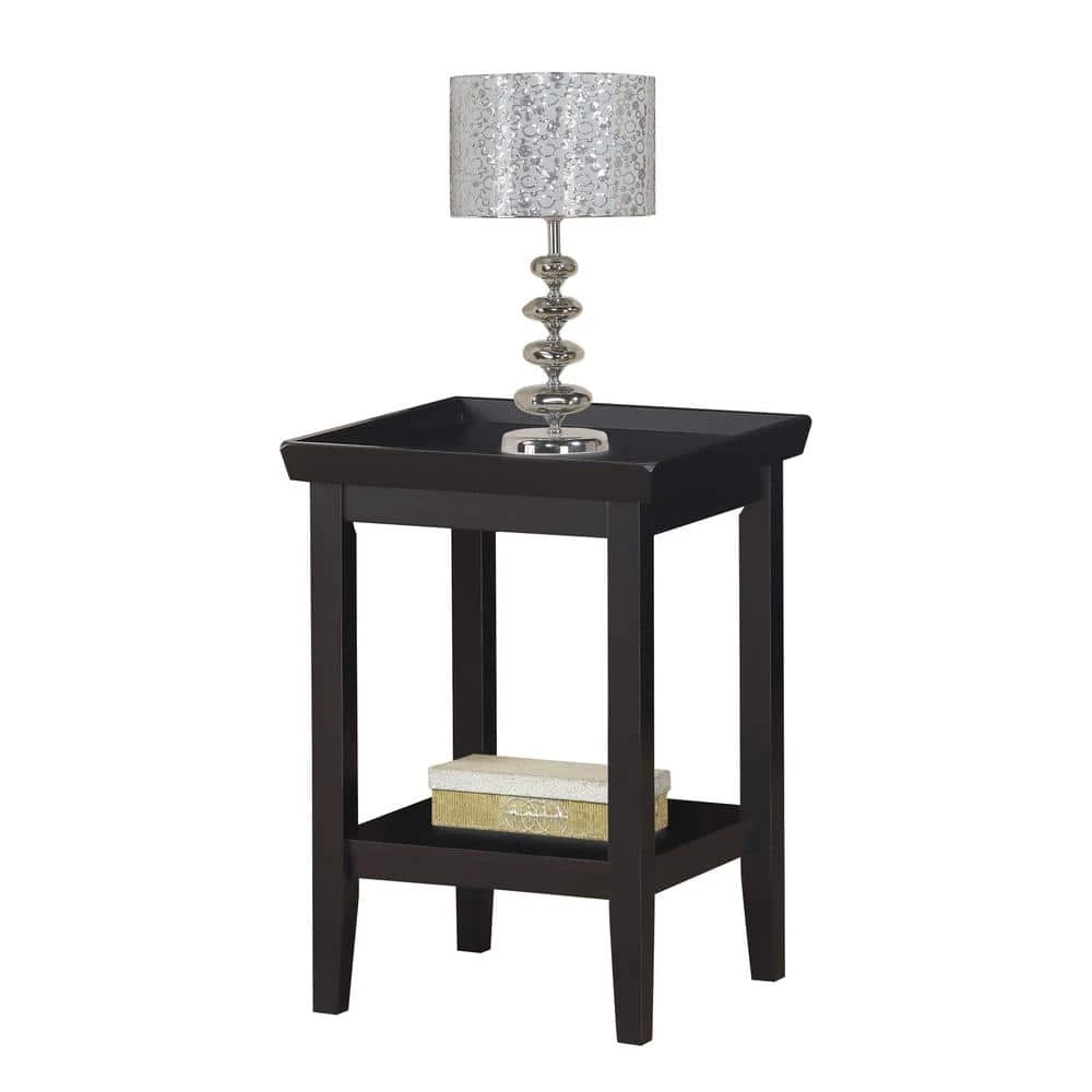 Ledgewood 18 in. Black 26 in. Square Wood End Table with Shelf by Convenience Concepts 4 Ledgewood 18 in. Black 26 in. Square Wood End Table with Shelf by Convenience Concepts - Image 2