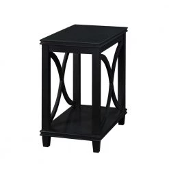 Florence 14 in. Black Standard Rectangle Wood End Table with Shelf by Convenience Concepts