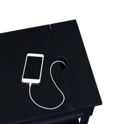 Country Oxford 16 in. Black Tall Rectangle Wood End Table with 1-Drawer, Charging Station and Shelf by Convenience Concepts -Cheap Convenience Concepts Store black convenience concepts end side tables v2 198 4f 1000