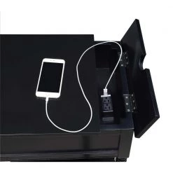 Country Oxford 16 in. Black Tall Rectangle Wood End Table with 1-Drawer, Charging Station and Shelf by Convenience Concepts -Cheap Convenience Concepts Store black convenience concepts end side tables v2 198 77 1000