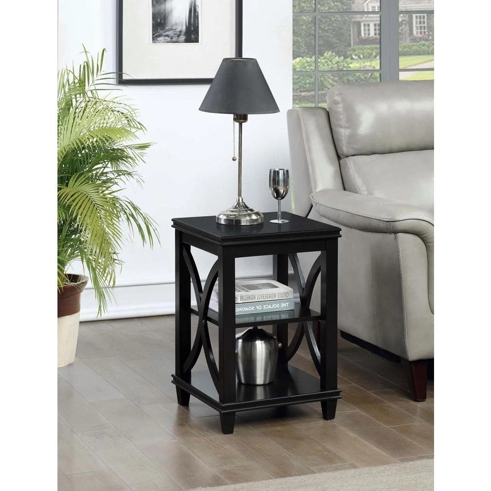 Florence 16 in. Black Standard Square End Table with Shelves by Convenience Concepts 7 Florence 16 in. Black Standard Square End Table with Shelves by Convenience Concepts - Image 5