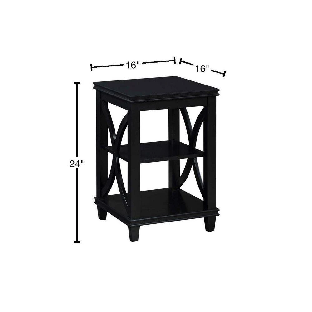 Florence 16 in. Black Standard Square End Table with Shelves by Convenience Concepts 5 Florence 16 in. Black Standard Square End Table with Shelves by Convenience Concepts - Image 3