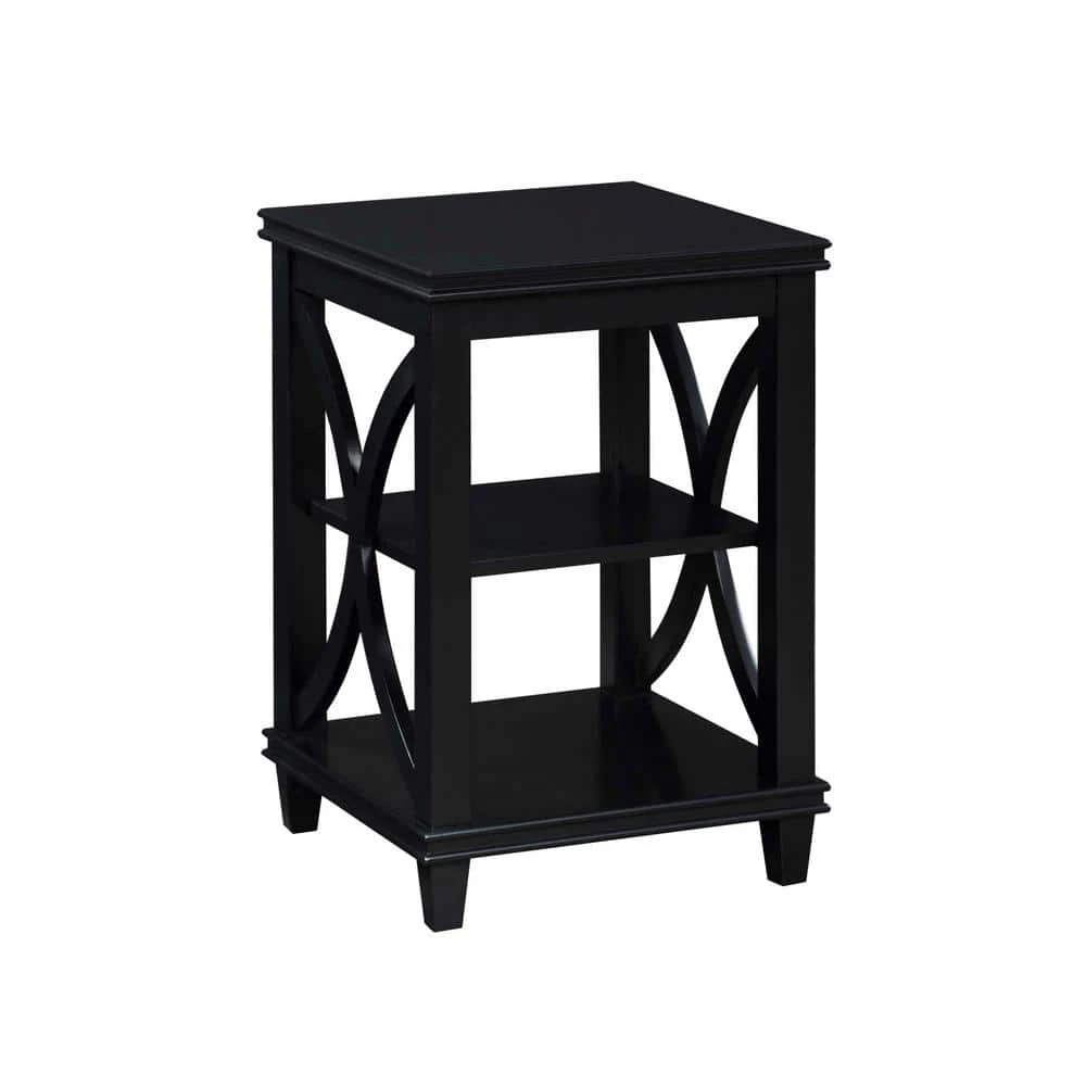 Florence 16 in. Black Standard Square End Table with Shelves by Convenience Concepts 3 Florence 16 in. Black Standard Square End Table with Shelves by Convenience Concepts