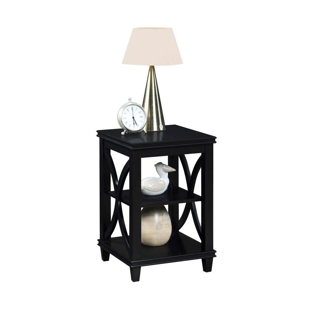 Florence 16 in. Black Standard Square End Table with Shelves by Convenience Concepts 4 Florence 16 in. Black Standard Square End Table with Shelves by Convenience Concepts - Image 2