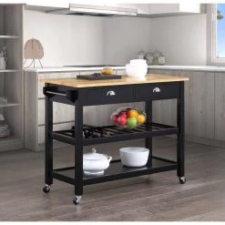 American Heritage White Kitchen Cart with Butcher Block Top and Drawers by Convenience Concepts -Cheap Convenience Concepts Store black convenience concepts kitchen carts v2 237 31 1000