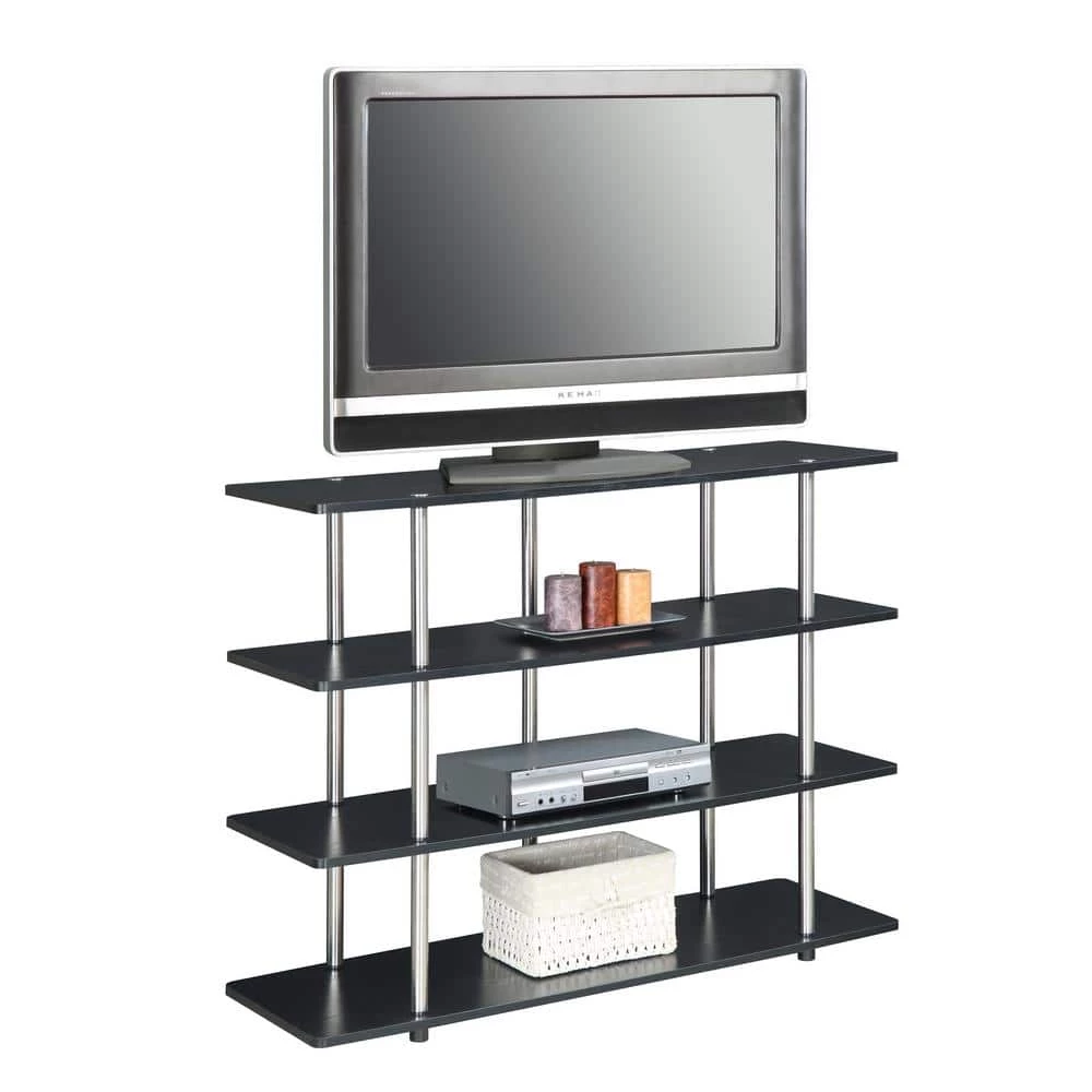 Designs2Go 47 in. Black Wood TV Stand 50 in. with Cable Management by Convenience Concepts 4 Designs2Go 47 in. Black Wood TV Stand 50 in. with Cable Management by Convenience Concepts - Image 2