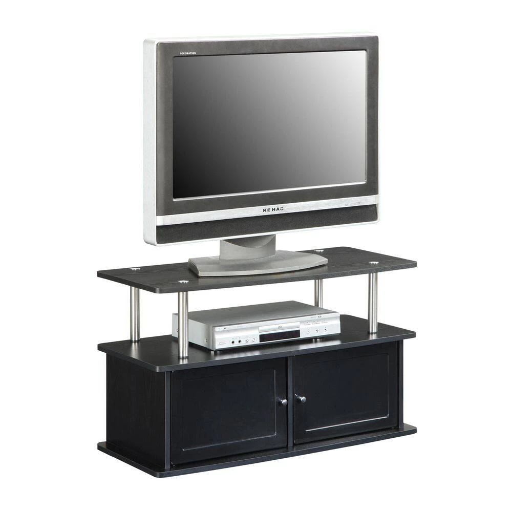 36 in. Black Particle Board TV Stand 36 in. with Doors by Convenience Concepts 4 36 in. Black Particle Board TV Stand 36 in. with Doors by Convenience Concepts - Image 2
