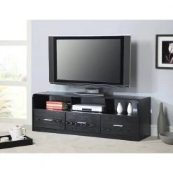 Tribeca 16 in. Black Wood TV Stand with 3 Drawer Fits TVs Up to 60 in. with Cable Management by Convenience Concepts -Cheap Convenience Concepts Store black convenience concepts tv stands 151311 31 1000
