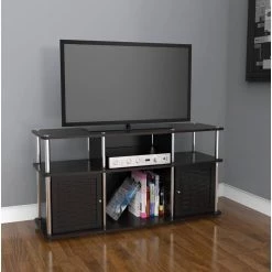 47 in. Black Particle Board TV Stand Fits TVs Up to 50 in. with Storage Doors by Convenience Concepts -Cheap Convenience Concepts Store black convenience concepts tv stands 151373bb 31 1000