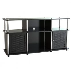 47 in. Black Particle Board TV Stand Fits TVs Up to 50 in. with Storage Doors by Convenience Concepts