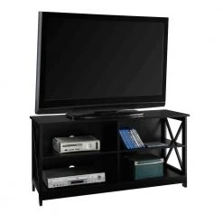 Oxford 16 in. Black Wood TV Stand Fits TVs Up to 46 in. with Cable Management by Convenience Concepts -Cheap Convenience Concepts Store black convenience concepts tv stands 203055bl e1 1000