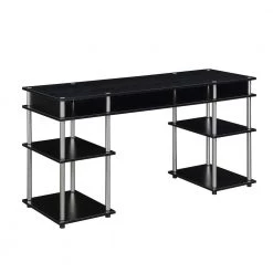 Designs2Go 59 in. Rectangle Black Particle Board Writing Desk with Shelves and Tool Assembly by Convenience Concepts