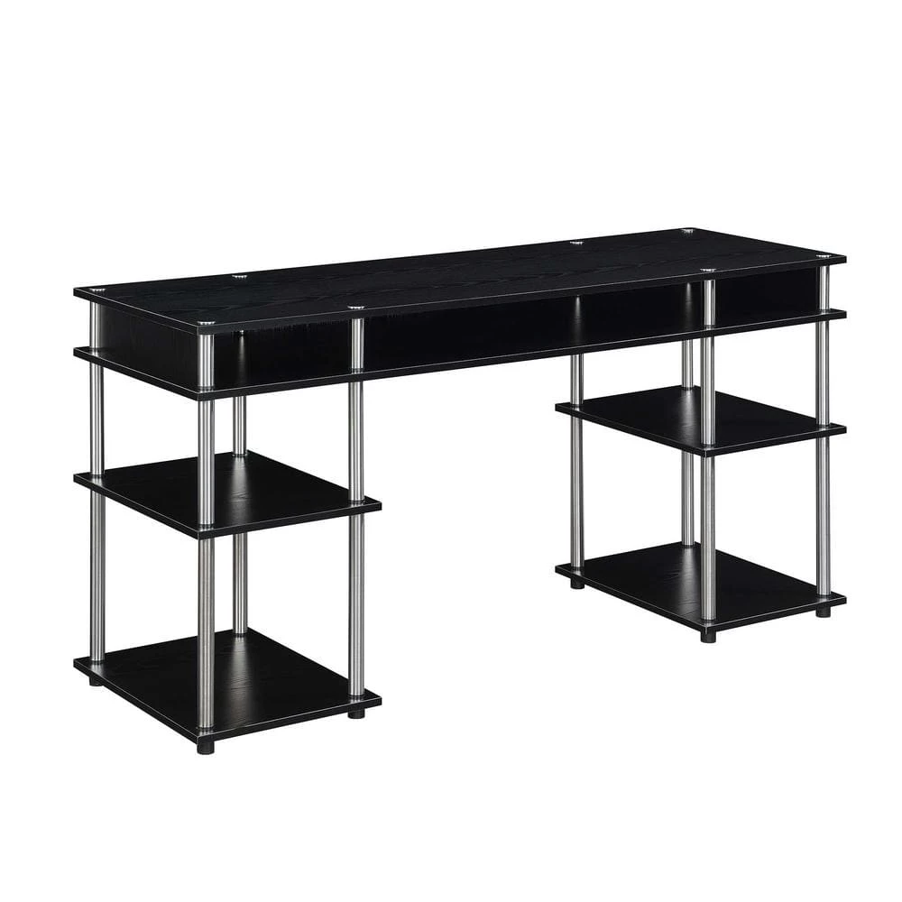Designs2Go 59 in. Rectangle Black Particle Board Writing Desk with Shelves and Tool Assembly by Convenience Concepts 3 Designs2Go 59 in. Rectangle Black Particle Board Writing Desk with Shelves and Tool Assembly by Convenience Concepts