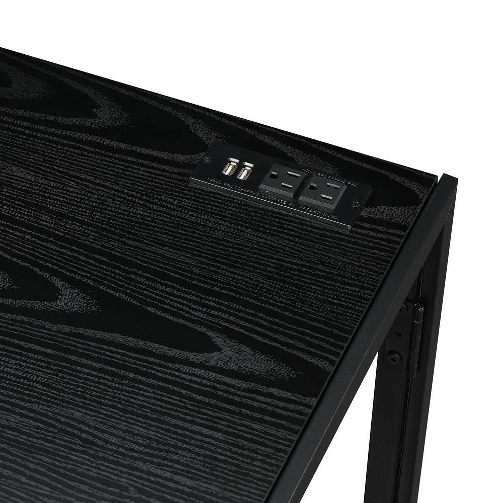 Xtra 39.5 in. Rectangular Black Particle Board/Metal Foldable Writing Desk with Charging Station by Convenience Concepts 8 Xtra 39.5 in. Rectangular Black Particle Board/Metal Foldable Writing Desk with Charging Station by Convenience Concepts - Image 6