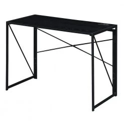 Xtra 39.5 in. Rectangular Black Particle Board/Metal Foldable Writing Desk with Charging Station by Convenience Concepts
