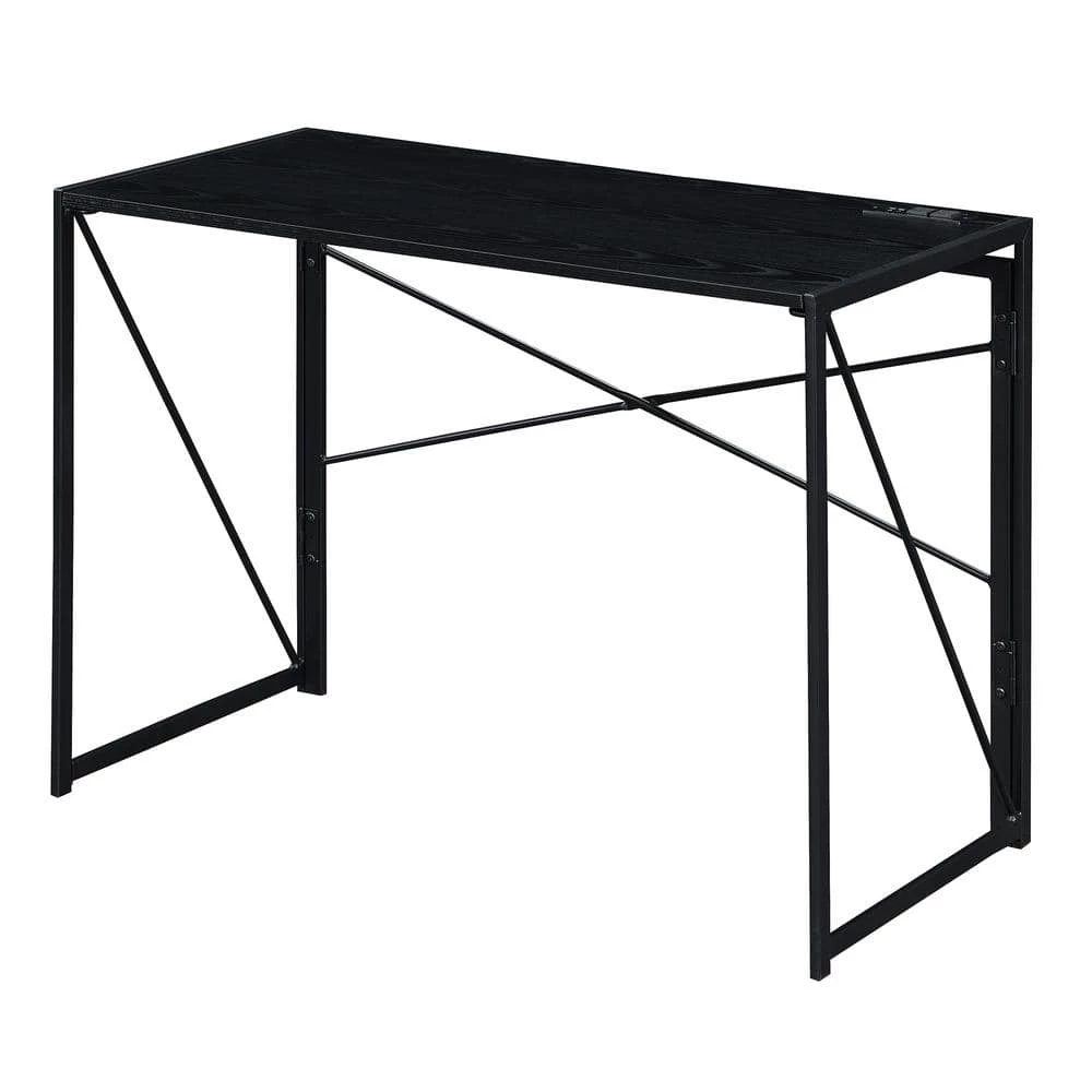 Xtra 39.5 in. Rectangular Black Particle Board/Metal Foldable Writing Desk with Charging Station by Convenience Concepts 3 Xtra 39.5 in. Rectangular Black Particle Board/Metal Foldable Writing Desk with Charging Station by Convenience Concepts