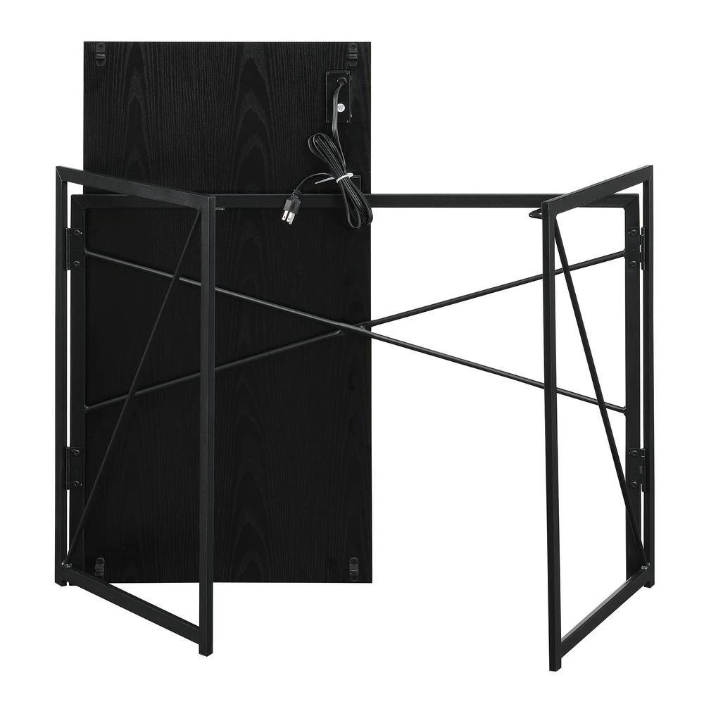 Xtra 39.5 in. Rectangular Black Particle Board/Metal Foldable Writing Desk with Charging Station by Convenience Concepts 7 Xtra 39.5 in. Rectangular Black Particle Board/Metal Foldable Writing Desk with Charging Station by Convenience Concepts - Image 5