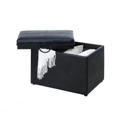 Designs4Comfort Black Faux Leather Storage Ottoman with Reversible Tray by Convenience Concepts -Cheap Convenience Concepts Store black faux leather convenience concepts ottomans r8 163 4f 1000