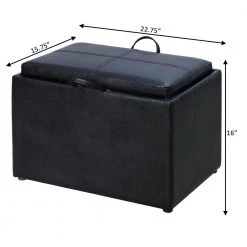 Designs4Comfort Black Faux Leather Storage Ottoman with Reversible Tray by Convenience Concepts -Cheap Convenience Concepts Store black faux leather convenience concepts ottomans r8 163 fa 1000