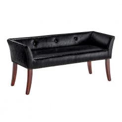 Designs4Comfort Gabriella Black Faux Leather/EspressoBench Ottoman 23 in. H X 19.5 in. W X 49.5 in D by Convenience Concepts