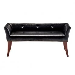 Designs4Comfort Gabriella Black Faux Leather/EspressoBench Ottoman 23 in. H X 19.5 in. W X 49.5 in D by Convenience Concepts -Cheap Convenience Concepts Store black faux leather espresso convenience concepts bedroom benches r8 210 fa 1000