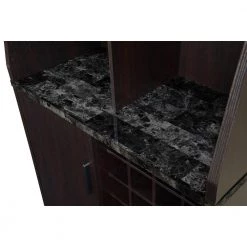 Newport Black Faux Marble/Espresso Wine Storage Bar with Drawer and Cabinet by Convenience Concepts -Cheap Convenience Concepts Store black faux marble espresso convenience concepts bar cabinets u14 204 4f 1000