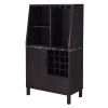 Newport Black Faux Marble/Espresso Wine Storage Bar with Drawer and Cabinet by Convenience Concepts -Cheap Convenience Concepts Store black faux marble espresso convenience concepts bar cabinets u14 204 64 1000