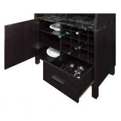 Newport Black Faux Marble/Espresso Wine Storage Bar with Drawer and Cabinet by Convenience Concepts -Cheap Convenience Concepts Store black faux marble espresso convenience concepts bar cabinets u14 204 77 1000