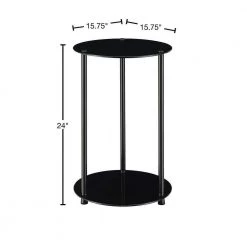 Designs2Go Classic 15.75 in. W x 24 in. H Black Glass Round Glass End Table with 2-Tiers by Convenience Concepts -Cheap Convenience Concepts Store black glass convenience concepts end side tables r2 242 40 1000