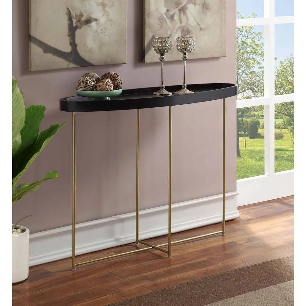 Lunar 42 in. Black/Gold Standard Oval Wood Top Console Table by Convenience Concepts 6 Lunar 42 in. Black/Gold Standard Oval Wood Top Console Table by Convenience Concepts - Image 4