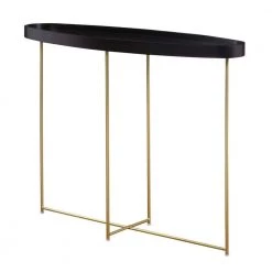 Lunar 42 in. Black/Gold Standard Oval Wood Top Console Table by Convenience Concepts
