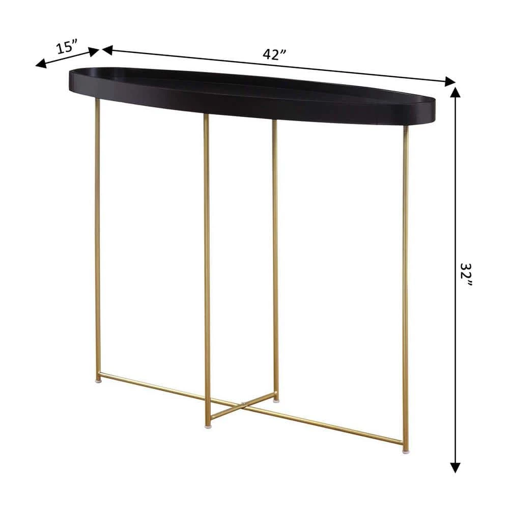 Lunar 42 in. Black/Gold Standard Oval Wood Top Console Table by Convenience Concepts 5 Lunar 42 in. Black/Gold Standard Oval Wood Top Console Table by Convenience Concepts - Image 3