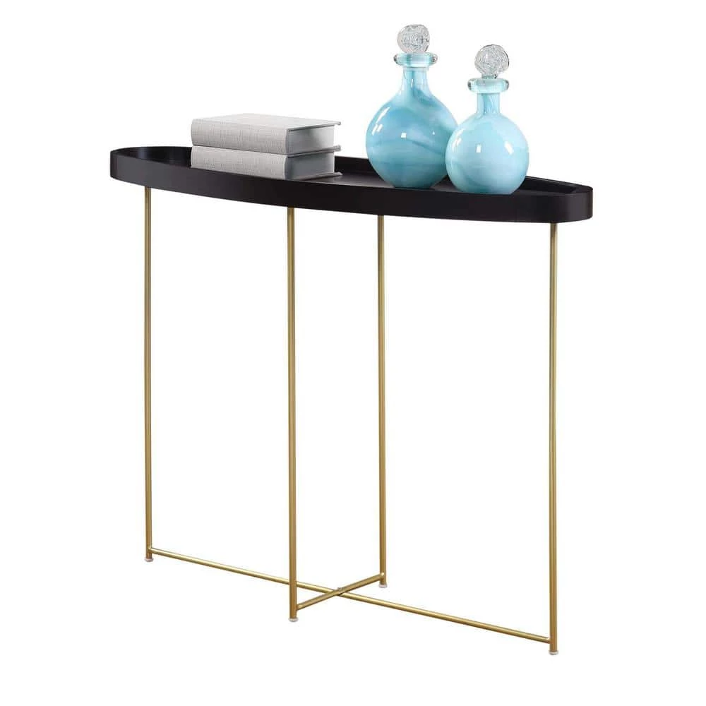 Lunar 42 in. Black/Gold Standard Oval Wood Top Console Table by Convenience Concepts 4 Lunar 42 in. Black/Gold Standard Oval Wood Top Console Table by Convenience Concepts - Image 2