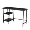Designs2Go 47 in. Rectangle Black Wood and Metal Writing Desk with Trestle Shelves by Convenience Concepts -Cheap Convenience Concepts Store black melamine and black powder coat convenience concepts writing desks s25 134 64 1000