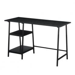 Designs2Go 47 in. Rectangle Black Wood and Metal Writing Desk with Trestle Shelves by Convenience Concepts