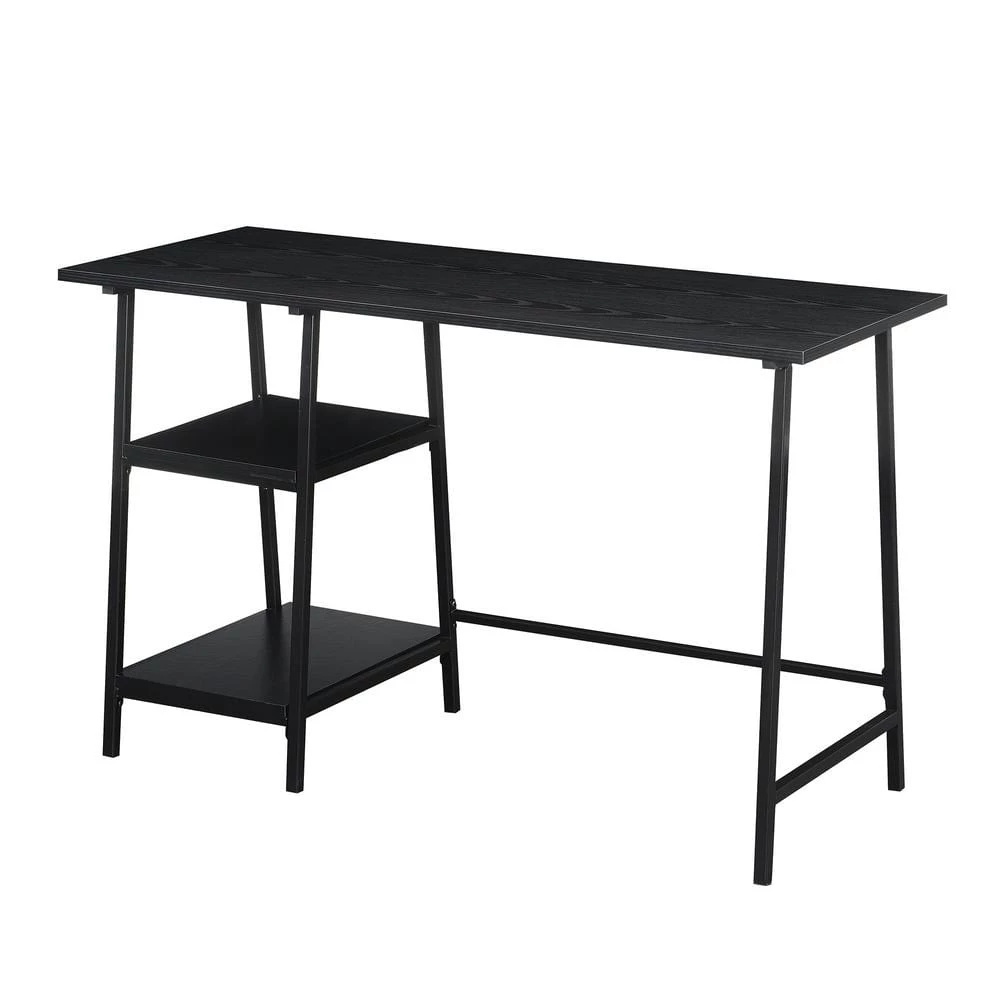 Designs2Go 47 in. Rectangle Black Wood and Metal Writing Desk with Trestle Shelves by Convenience Concepts 3 Designs2Go 47 in. Rectangle Black Wood and Metal Writing Desk with Trestle Shelves by Convenience Concepts