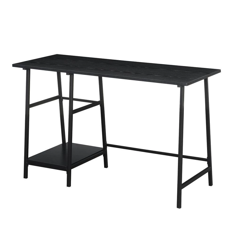 Designs2Go 47 in. Rectangle Black Wood and Metal Writing Desk with Trestle Shelves by Convenience Concepts 6 Designs2Go 47 in. Rectangle Black Wood and Metal Writing Desk with Trestle Shelves by Convenience Concepts - Image 4