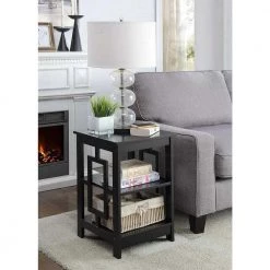 Town Square 23.50 in. Black Wood End Table by Convenience Concepts -Cheap Convenience Concepts Store black non lead paint convenience concepts end side tables s20 361 1f 1000
