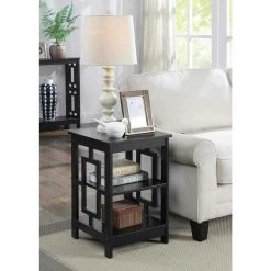 Town Square 23.50 in. Black Wood End Table by Convenience Concepts -Cheap Convenience Concepts Store black non lead paint convenience concepts end side tables s20 361 31 1000